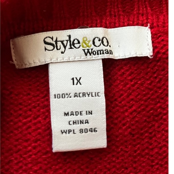 Style & Co Women’s Scoop Neck Red Sweater Size 1X - Picture 3 of 6